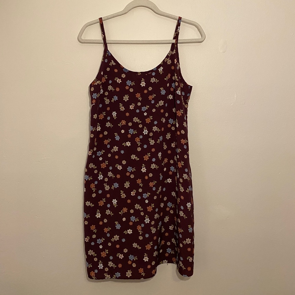 90s Brown Floral Slip Dress